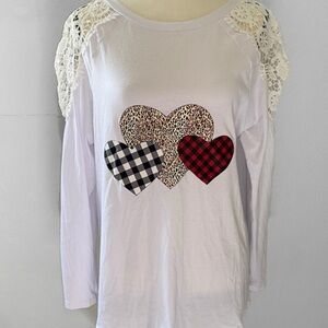 NoraCora size S Valentine's Day sweatshirt lace sleeves NWT